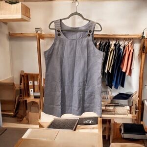 Striped Pinafore Apron Dress in Blue and White